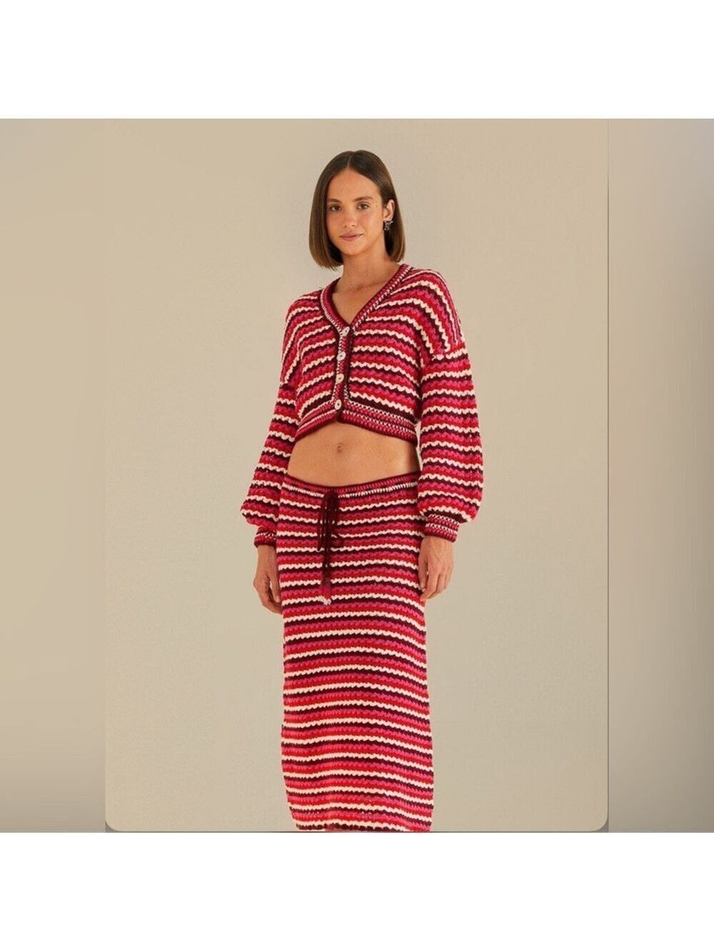 Farm Rio Colorful Stripes Crochet Skirt - Picture 5 of 8